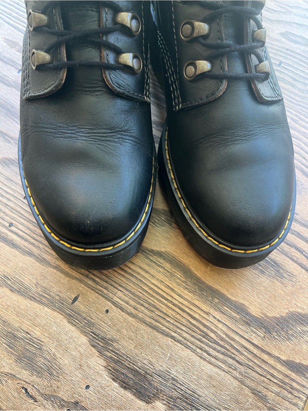 Dr. Martens Leona Black Platform Lace-Up Combat Boots size 8-8.5 - Picture 4 of 12